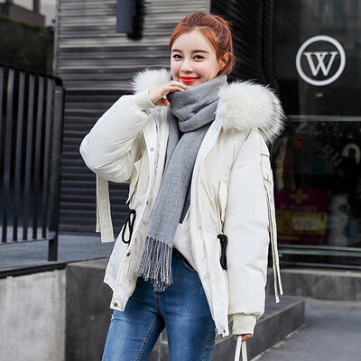 

Roseonmyhand Fashion Outerwear Long Sleeve Hooded Jackets Cotton-padded Pockets Bandage Coats
