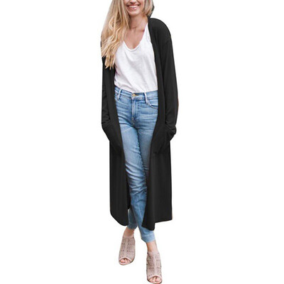 

Womens Casual Coat Cardigan Tops Open Front Pockets Solid Long Sleeve Outwear