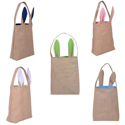 

New Cute Bunny Ears Design Easter Bag Cloth Tote Handbag Basket for Eggs Candies Gifts Hunting at Easter Party Festival Bags