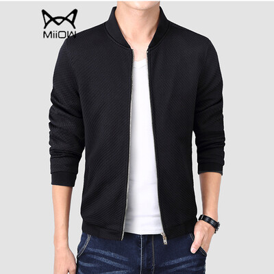 

Cat MiiOW jacket 2019 spring&autumn new mens trend solid color wild stand collar jacket jacket QT2021-1642 black 3XL