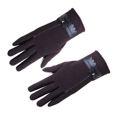 

Elegant Women Bowknot Winter Warm Gloves Touch Screen Full Finger Mittens Gift