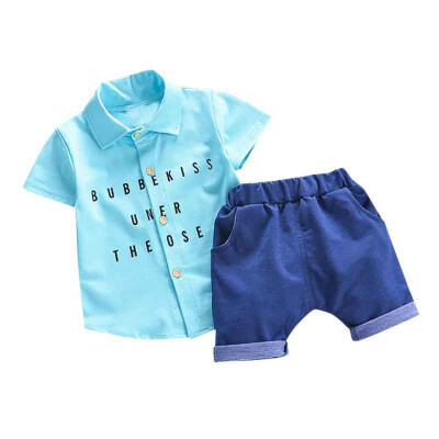 

Summer Baby Boys Short Sleeve Letter Print Tops Blouse ShirtShorts Children Casual Outfits Sets Baby Boy Clothes