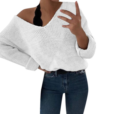

〖Follure〗Fashion Winter Womens Casual Solid Full Sleeve V-Neck Lazy Loose Sweater