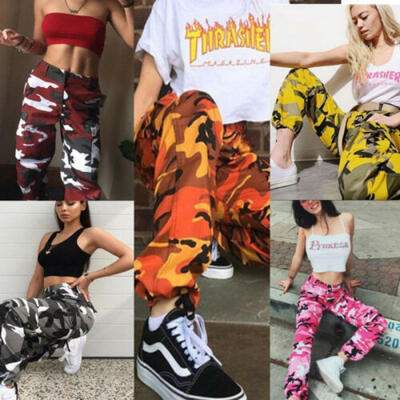 

Women Sports Camo Cargo Long Pants Outdoor Camouflage Trousers Jeans X-large