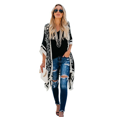 

Women Beach Style Cardigan Kimono Ladies Digital Print Summer Fashion Sunscreen Shirts