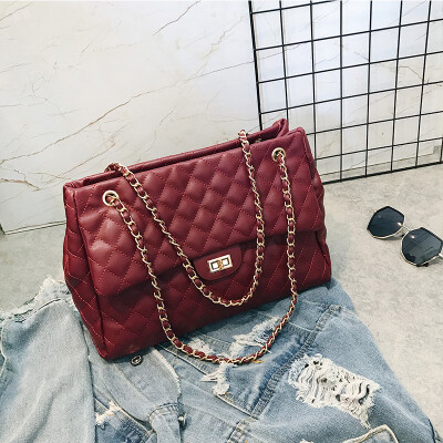 

Hong Kong style big bag female 2019 spring&summer new tide temperament rhombic chain bag Korean version of the wild single shoulder Messenger bag