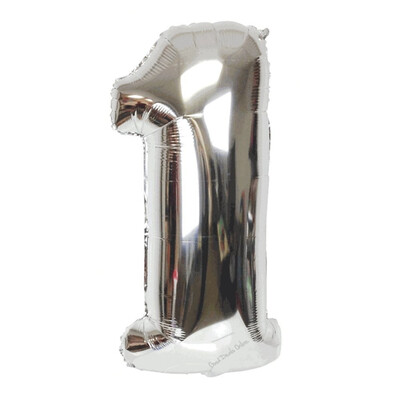 

FUNNYBUNNY 40" Number 0-9 Thickening Silver Foil Air-filled Helium Mylar Balloons for Birthday & Party & Wedding Anniversary