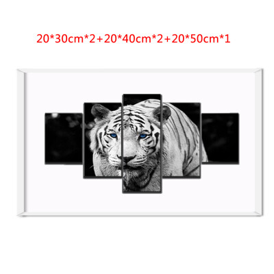 

5 Panels Modern Animal Tiger Oil Paintings Wall Decorations for Living Room