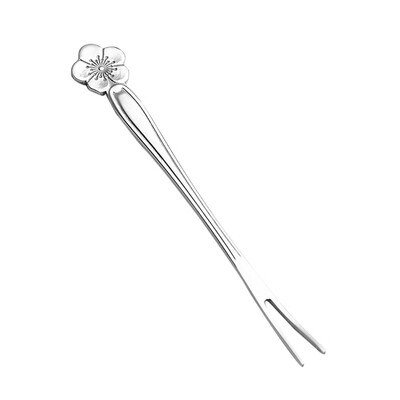 

Toponeto Silver Flower Stainless Steel Fruit Fork Two Tooth Dessert Fork Home Kitchen