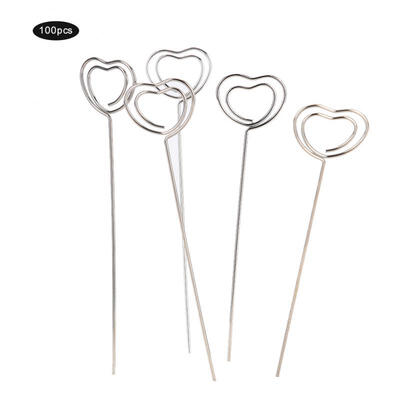 

Greensen 100Pcs Love Heart Shape Metal Wire Memo Card Picture Paper Note Display Clip Holder