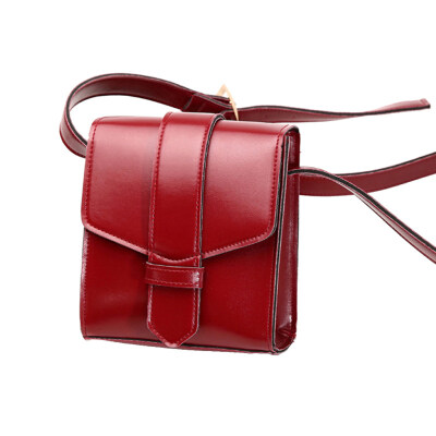 

Women Solid Color Wide Strap Faux Leather Small Square Crossbody Shoulder Bag