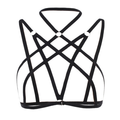 

Toponeto Alluring Women Cage Bra Elastic Cage Bra Strappy Hollow Out Bra Bustier