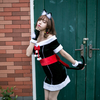 

Tailored Womens Cosplay Cat Girl Pleated Skirt Christmas Series Japanese Uniform Suit