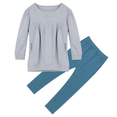 

Sweet Fashion Girls Kids Clothes Set 2pcs Long Sleeve Pleated Tops Pants