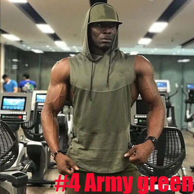 

Mens Muscle Hoodie Tank Top Bodybuilding Gym Workout Sleeveless Vest T-shirt
