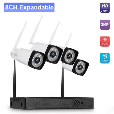 

HT-1604M 8CH NVR 4 Cameras Wireless NVR Kit Security Surveillance System 2MP 1080P HD WIFI Home Security Camera Monitor Night Vi
