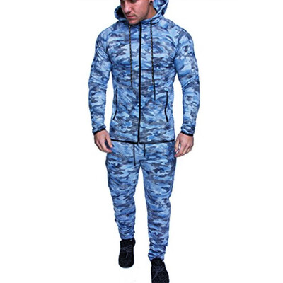 

Toponeto Mens Autumn Camouflage Zipper Sweatshirt Top Pants Sets Sports Suit Tracksuit
