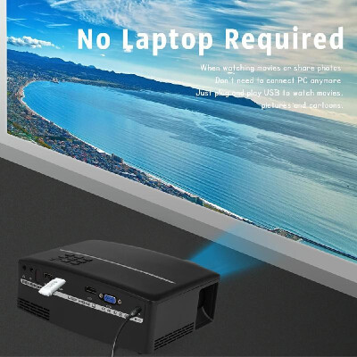 

GP80UP LCD Projector Full HD 1080P Portable Home Theater 120" LED Movie Video PPT Wireless Viewer 1800 Lumens wAndroid OS 1GB8GB