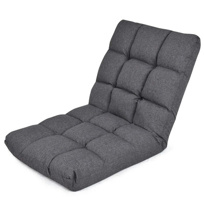 

14-Position Adjustable Cushioned Floor Gaming Sofa Chair-Dark Gray
