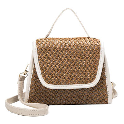 

Retro Hit Color Shoulder Messenger Handbags Women Flap Woven Crossbody Bags