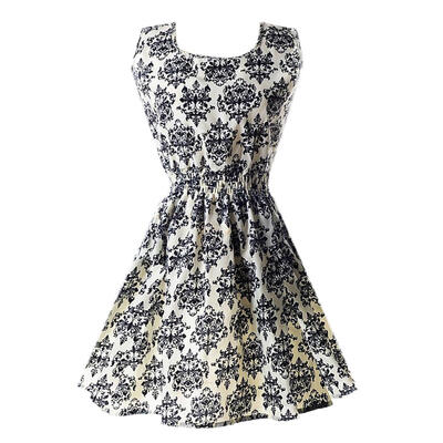 

Women Summer Sleeveless Chiffon Dress Print Casual A-Line Mini Sundress