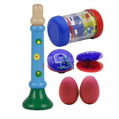 

Musical Toys Percussion Instruments Band Rhythm Kit Including Wooden Horn Rain Stick Egg Shape Maracas Castanets for Kids Ch