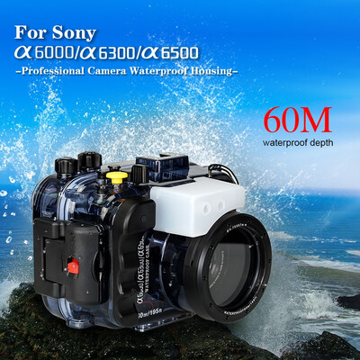 

Meikon 60m195ft Waterproof Underwater Camera Housing Case Work for A6000 A6300 A6500 Cameras with 16-50mm Lens