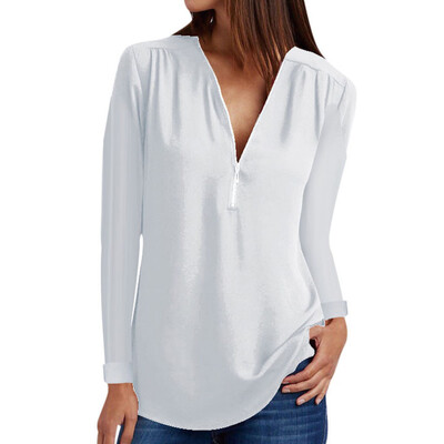 

Starmoon Womens Casual Tops Shirt Ladies V Neck Zipper Loose T-shirt Blouse Tee Top