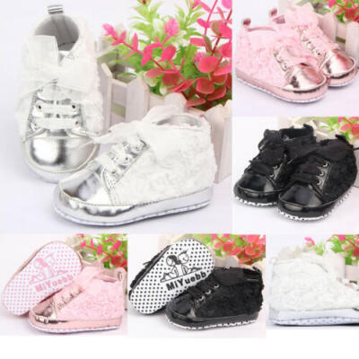 

Newborn Infant Baby Girl Soft Lace Flower Shoes Non-slip Leather Sneaker Shoes