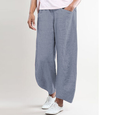 

Tailored Womens Fashion Cotton High Waist Solid Color Trousers Ladies Pants