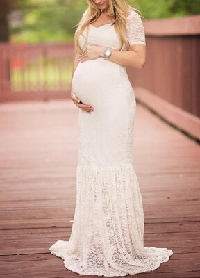 

Sexy V-neck See-through Lace Bodycon Maxi Dress