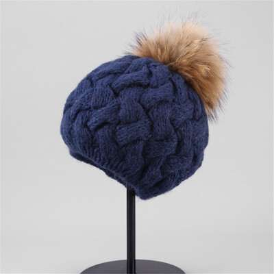 

Tailored Fashion Women Winter Knit Hat Foxes Ball Collar Set Thick Warm Solid Earmuff Hat