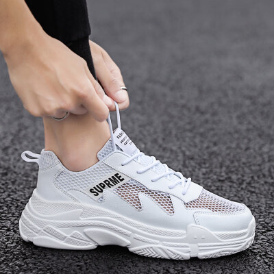 

Summer mesh hollow mens shoes Korean version of the trend of mens sports&leisure breathable mesh face white old man summer tide shoes