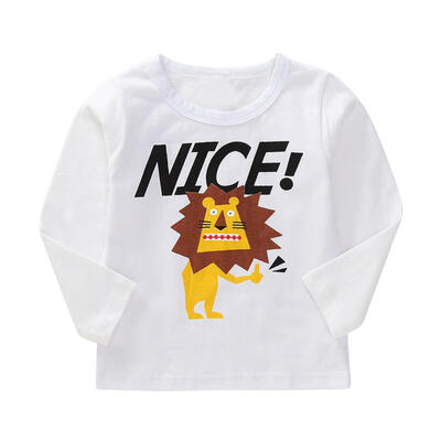 

Cartoon Lion Cotton Long Sleeve T-shirt O-Neck Boys Tops Home Daily Wear