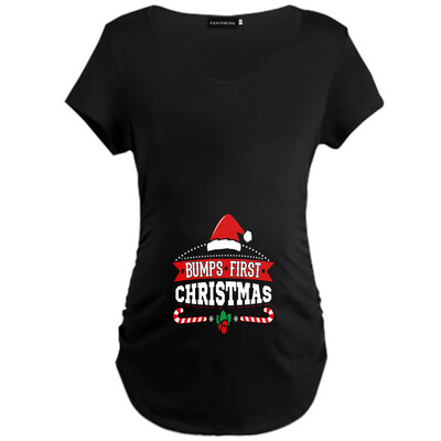 

Christmas Maternity T-Shirt Letter Printed Funny Pregnant T Shirt