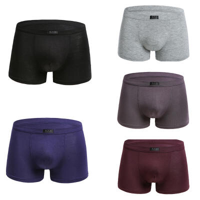 

Modal Mens Boxer Brief Pure Boxer Fashionable Breathable Underwear BlackBlueWine RedDark GrayLight Gray