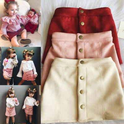 

Infant Baby Girl A-line Dress Solid Button Skirt Party Wedding Princess Dresses