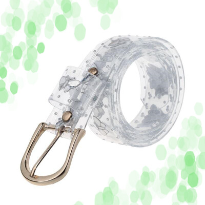 

New luxury fashion Lady Girls Sweet Candy Color Laser Butterfly Print Belt Women Dress Transparent Jelly Waist child girl Belt