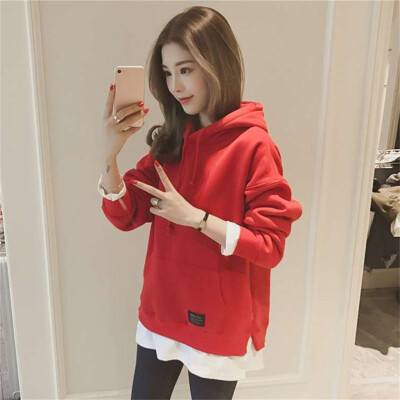 

Tailored Women Loose Patchwork Long Sleeve Hoodie Velvet Pullover Tops Sweatshirt Blouse