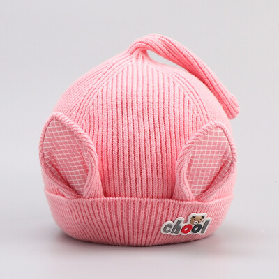 

Korean version autumn&winter baby childrens new knitting cotton Pullover hat rabbit ear letter cartoon fashion single hat