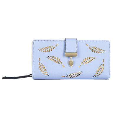 

Women Wallet Hollow Leaf Long Leather Zipper Clutch Coin Purse Card Holder