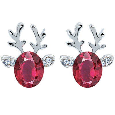 

Design Earrings Crystal Gemstone Antler Earrings Luxury Three-Dimensional Christmas Reindeer Stud Earrings Christmas Gift