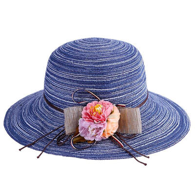 

Summer Women Foldable Straw Flowers Brimmed Beach Boater Sun Panama Hats
