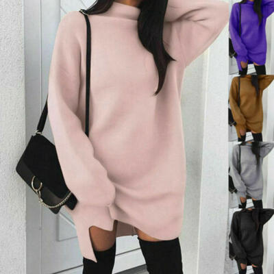 

AU Women Ladies Casual Sweatshirt Long Sleeve Sweater Hoodie Jumper Mini Dress