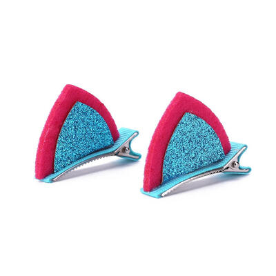 

2pcsSet Cute Hair Clips Girl Glitter Sequins Cat Ears Kids Alloy Hairpin