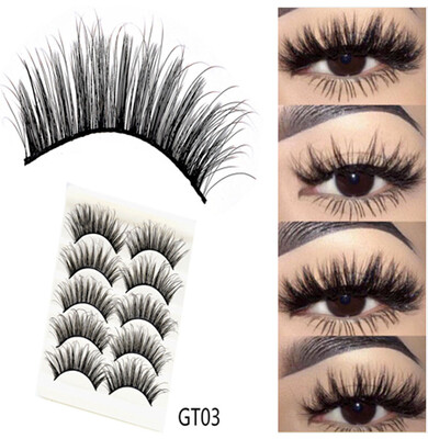 

Gobestart 3D Imitation Water Mane Stereo Fiber False Eyelashes Long Thick Eyelashes 5Pairs