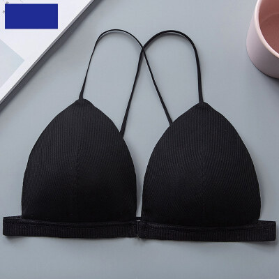 

Sexy Women Lingerie Front Closure Bra Wire Free Solid Color Cross Back Beauty Back Bra Comfort Breathable Underwear Bra