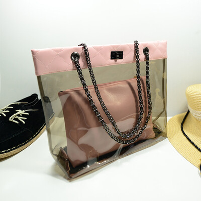 

New summer Korean chain single Shoulder Bag big Handbag fashion picture bags women jelly crystal Transparent Beach bag