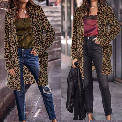 

Toponeto Womens Long Cardigan Leopard Print Loose Cardigan Coat Pocket Shirt