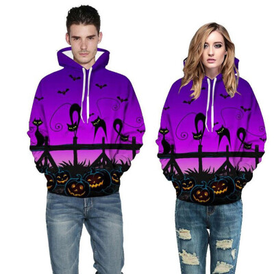 

Toponeto Couples Scary Halloween 3D Printed Party Long Sleeve Hoodie Top Sweatshirt